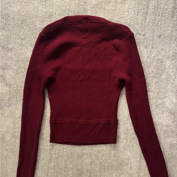 INTERMIX Deep Red V-Neck Sweater - Picture 3 of 3